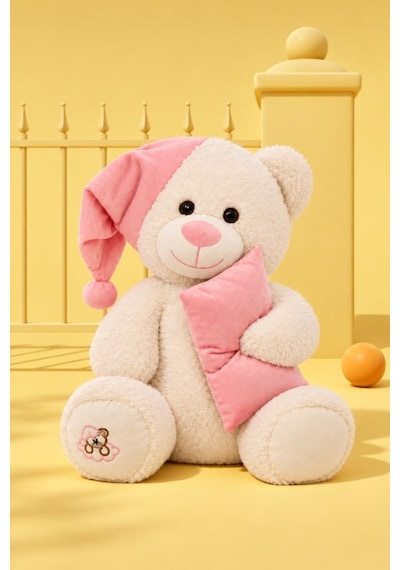 Pufu Toys Uyku Arkadaşım Yumuşak Yastık Peluş Ayıcık 65 Cm Pembe