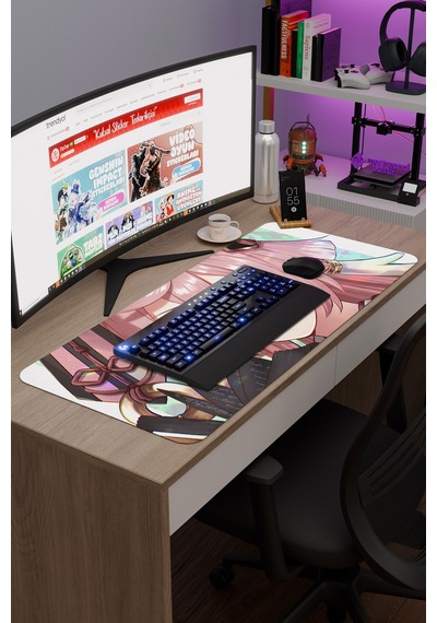 Yanfei Genshin Impact Anime Oyuncu V4 - 90x40 Xxl Gaming Mouse Pad Fare Altlığı