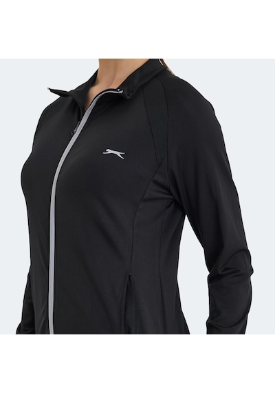 Slazenger REFER Kadın Fermuarlı Dik Yaka Cepli Siyah Eşofman Takımı