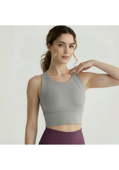 Sculpt Spor Sütyeni Yüksek Destek Toparlayıcı Fitness Yoga Spor Bra Gri