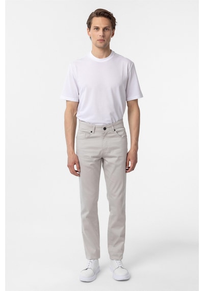 Süvari Bej Slim Fit 5 Cep Kalıp Armürlü Kanvas Pantolon