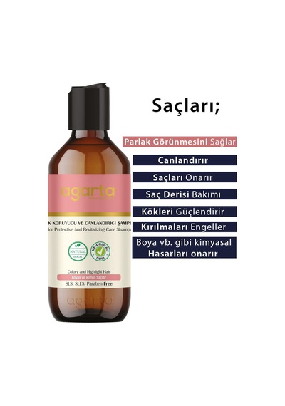 Agarta Boyalı Saçlar İçin Renk Koruyucu ve Canlandırıcı Şampuan 400 ML