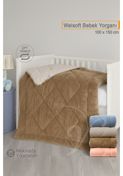 Lüks Welsoft Bebek Yorganı 100x150 Cm Çift Taraflı Kullanım Kuzu Tüyü Yumuşaklığı