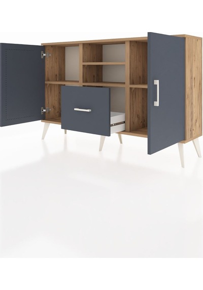 Arges Konsol 4 Raflı Tek Çekmeceli 2 Kapaklı 132x30x83 Çam-antrasit/antrasit Antrasit/antrasit Arges Konsol 4 Raflı Tek Çekmeceli 2 Kapaklı 132x30x83 Çam-antrasit/antrasit Antrasit/antrasit