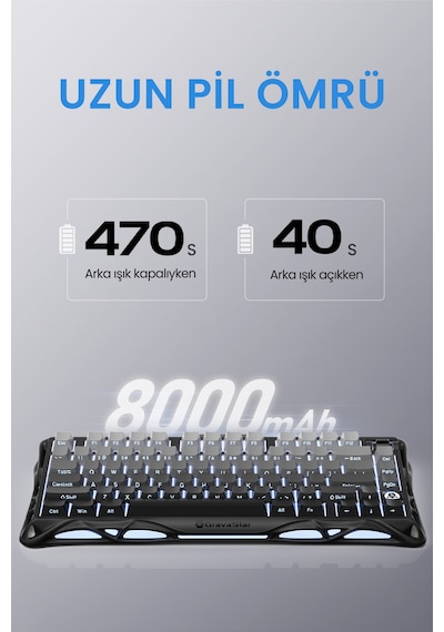 Gravastar Mercury K1+m1 Pro Kablosuz Rgb Işıklı Mekanik Q Gaming Klavye Ve Optik Mouse Seti