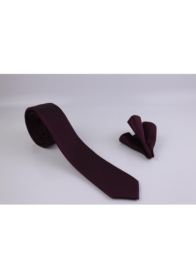 Demfashion Özel Desenli Kravat Mendil Seti - Bordo (533064189) Bordo