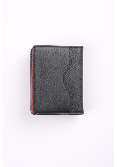 Ancora Leather Hakiki Deri Kartlık-26207 Siyah - Kırmızı