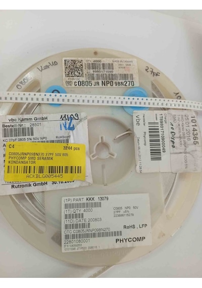 C0805jrnp09bn270 27pf 50v 805 Smd Seramik Kondansatör 1000 Adet