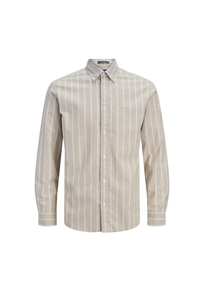 Jack & Jones Erkek Çizgili Oxford Kumas Pamuk Gömlek - Harvey - 12293325 Moonstruck