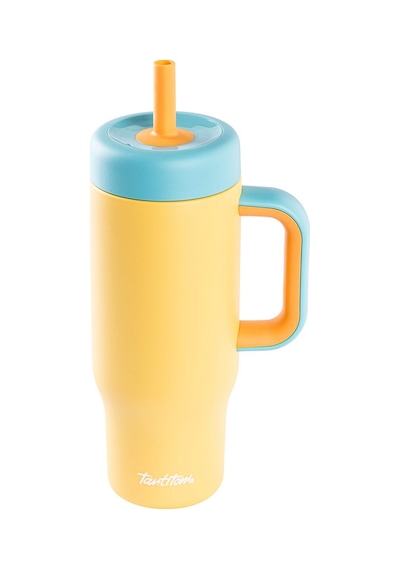 Tantitoni Sarı Paslanmaz Çelik Pipetli Termos Bardak 660ml
