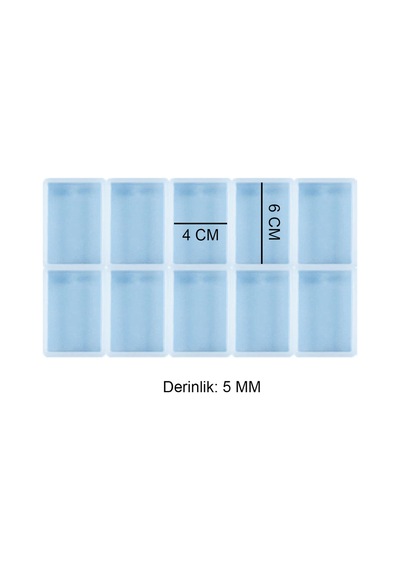 Epoksi Çoklu Silikon Kalıp Anahtarlık Kalıbı Dikdörtgen Seri Döküm Kalıbı 4x6 Cm 10 Lu