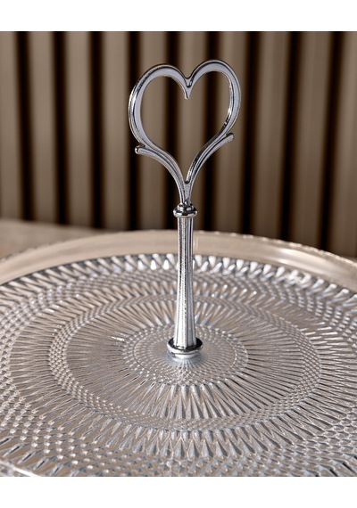 Valery 2 Katlı Kek Standı - Şeffaf - 28 Cm