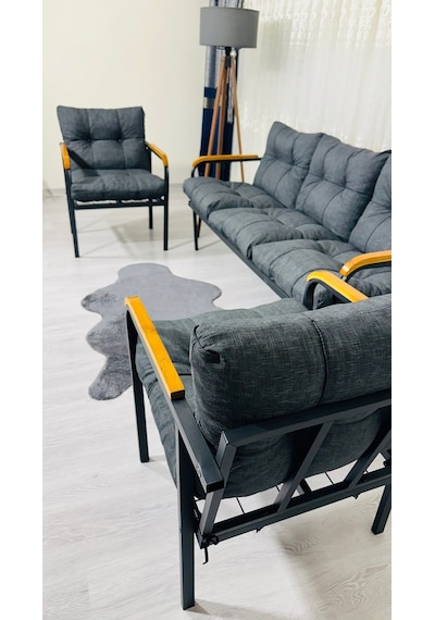 Madame Home Defne Balkon, Bahçe, Cafe - Metal Kanepe Koltuk Takımı - 3+1+1 Antrasit Madame Home Defne Balkon, Bahçe, Cafe - Metal Kanepe Koltuk Takımı - 3+1+1 Antrasit