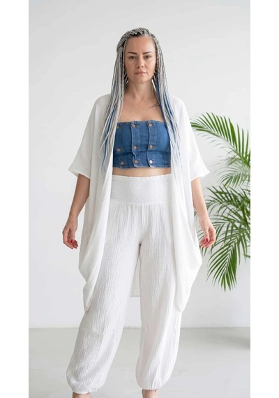 Byemelika Denim, Tasarım Dikiş, Full Likralı, Düğme Detay Büstiyer Mavi