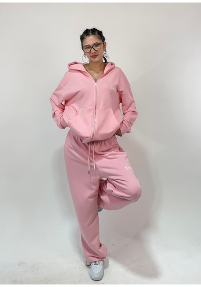 Zaee İnce Kumaş Nakışlı Oversize Premium Zip Hoodie Çok Renkli