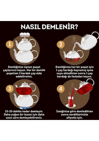 Lipton Earl Grey Demlik Süzen Poşet Bergamot Aramolı Siyah Çay 100'lü Paket