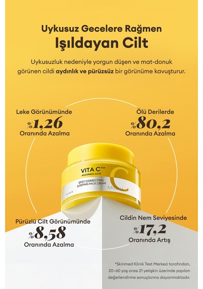 Leke Karşıtı C Vitamini İçerikli Uyku Maskesi Vita C Plus Spot Correcting Sleeping Pack Cream