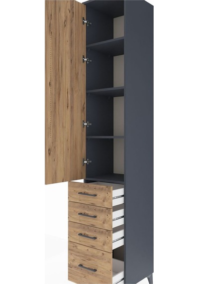 Hyperion Dolap 4 Raflı 4 Çekmeceli Tek Kapaklı 44x44x243 Antrasit-çam Antrasit Hyperion Dolap 4 Raflı 4 Çekmeceli Tek Kapaklı 44x44x243 Antrasit-çam Antrasit