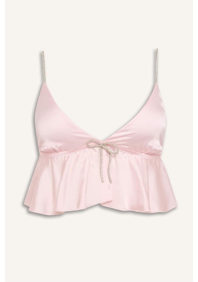 Defacto Regular Fıt Askılı Saten Pijama Üst G1175ax26sppn648 Pembe-pn648