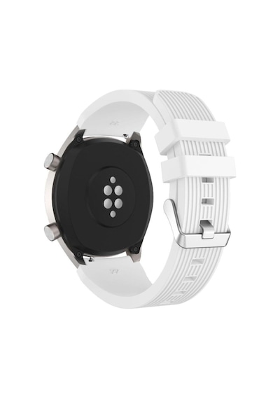 Watch Gt2 Pro 46mm Kordon Kayış 22mm Spor Çizgili Silikon Metal Tokalı Delux Silikon Col8841-beyaz