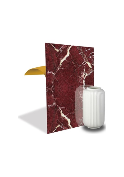 Kendinden Yapışkanlı Bordo Mermer Desenli Pvc Panel 41x62 Cm 4 Adet / 1 M²