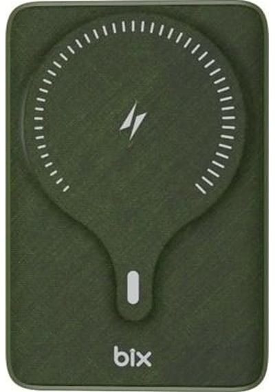 Bix 10000mah Bxpb105-gre 22.5w-15w Type-c Micro Usb Kablosuz Led Göstergeli Yeşil Powerbank Siyah