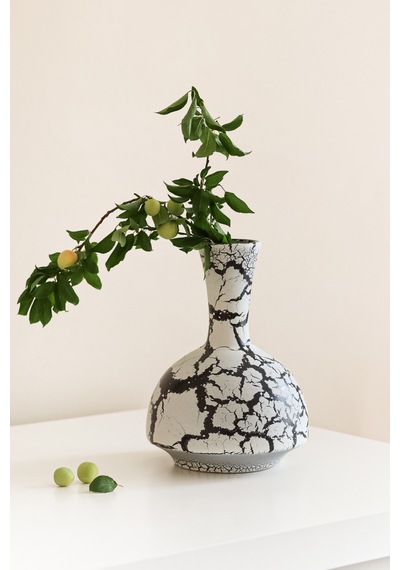 Odessa Vase Antik Seramik Vazo Dekoratif Obje Gri - Siyah - 639849139 Gri - Siyah