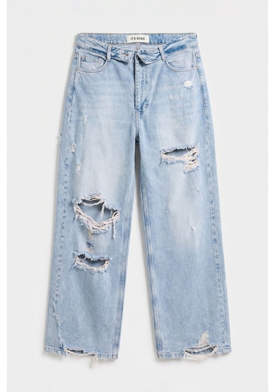 Itsbasic Kadın Kot Rengi 4s6-32 Straight Fit Kemer Detaylı Özel Tasarım Denim Jean