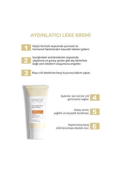 Sinoz Leke Kremi Vitamin C 3% Niacinamide 2% 40 Ml Sku: Smg8690010408266