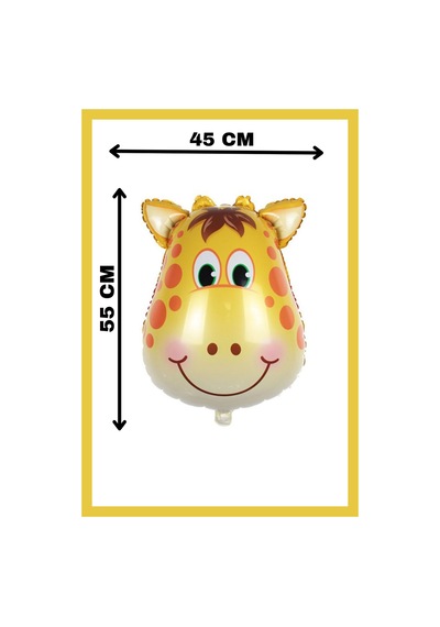 Folyo Balon Safari Zürafa Hayvanlar 55x45 Cm Helyum Uyumlu Sarı