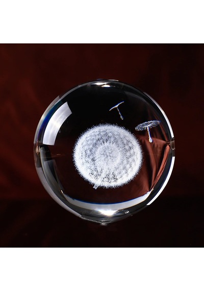 Dekoratif Metal Ayaklı Karahindiba Tasarımlı 3D Cam Küre