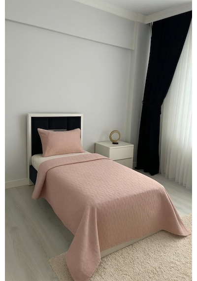 Powderlove 2 Parça Tek Kişilik Yatak Örtüsü 180x235 Cm Pudra Pudra
