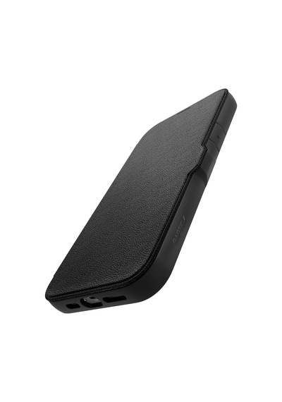 Apple Uyumlu iPhone 13 Pro Max Kılıf Vegan Deri Tasarımlı Şeffaf Kartlıklı Raptic Urban Folio Serisi Kapak Siyah
