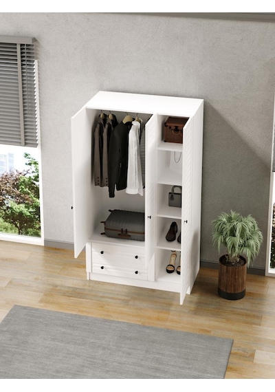 Kuzeylife Elegante Modern Tasarımlı Membran Kapaklı 3 Kapılı Gardırop (50cm Derinlik)