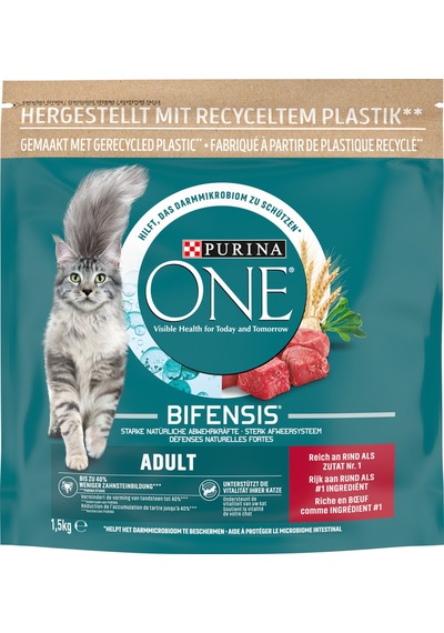 Purına One Adult Sığır Etli Tam Tahıllı Yetişkin Kedi Maması 1500 G + Tavuklu Yaş Kedi Maması 2 x 85 G