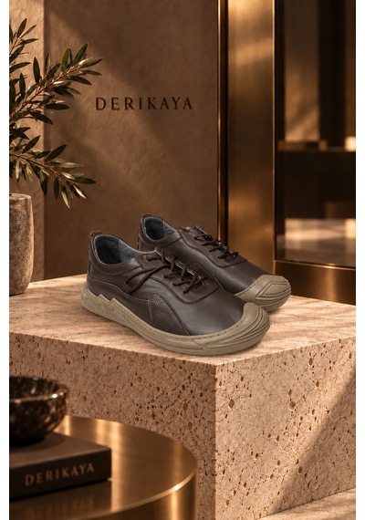 Derikaya Urban Erkek Kahverengi Delikli Yan Panel Detaylı Bağcıklı Sneaker