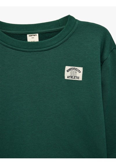 Koton Pamuklu Uzun Kollu Bisiklet Yaka Oversize Sweatshirt Yeşil 7wmb10060tk