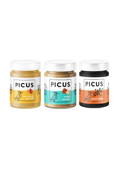 Picus Yer Fıstığı Ezmesi 300 G + Fındık Ezmesi 195 G + Siyah Tahin 210 G