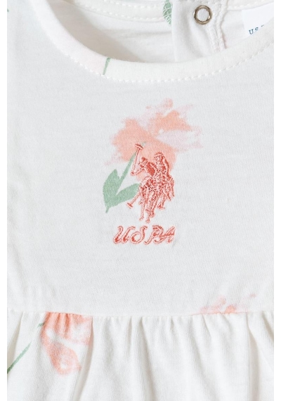 U.S. Polo Assn. Kız Bebek Elbise Beyaz-pudra-2267 Beyaz
