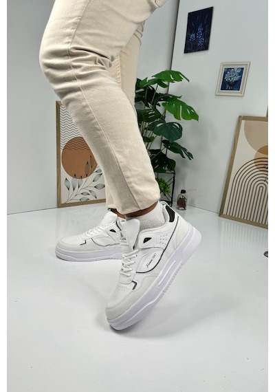 Günlük Erkek Sneaker Bağcıklı Kalın Desenli Tabanlı Oval Burunlu Bilek Destekli Spor Ayakkabı 2282 Beyaz Günlük Erkek Sneaker Bağcıklı Kalın Desenli Tabanlı Oval Burunlu Bilek Destekli Spor Ayakkabı 2282 Beyaz