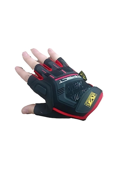 Mechanix Yarım Parmak Eldiven- Taktik Destekli Kadın&erkek Unisex Eldiven L-kırmızı Kırmızı