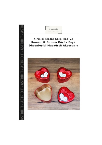 Kırmızı Metal Kalp Hediye Romantik Sunum Küçük Eşya Düzenleyici Masaüstü Aksesuarı