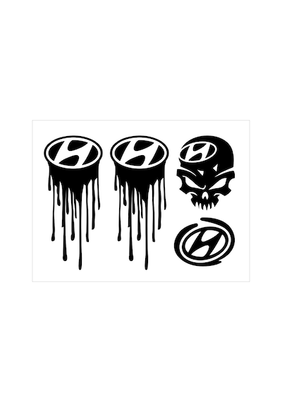 Oto Sticker Hyundai Sticker Paketi Kanlı Kuru Kafa