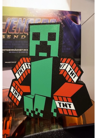 Minecraft Creeper Tasarımlı Gece Lambası Çok Renkli