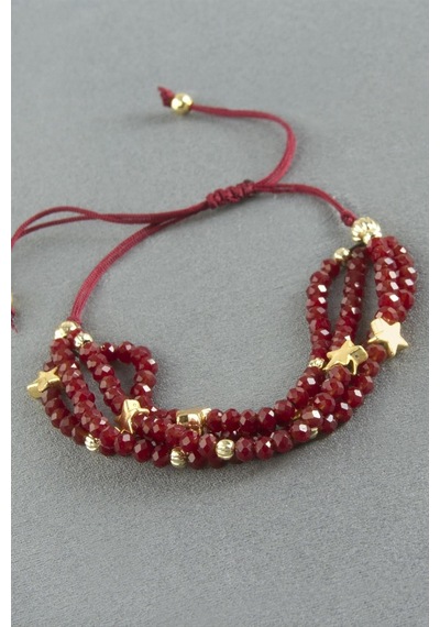 Zenviac456 4'lü Karışık Kristal Bileklik Zenviac45678 Bordo