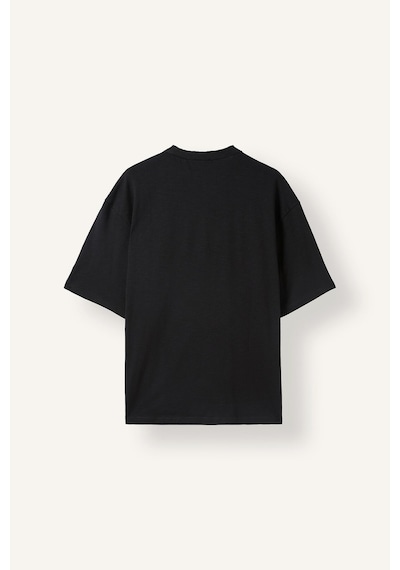 Defacto Boxy Fit Henley Yaka Kısa Kollu Tişört H8421ax26aubk81 Siyah-bk81