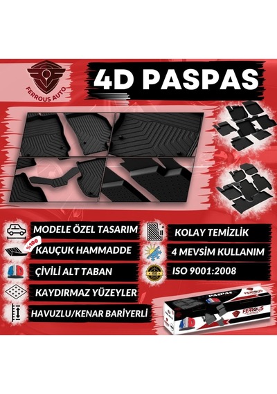 Ferrous Autoaccessories Volkswagen Golf 6 İle Uyumlu 4d Paspas Ve 3d Bagaj Havuzu 2009 2012 Açık Bej