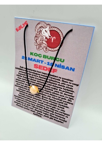 Sertifikalı Koç Burcu Sedef Taşı Doğal Taş Kolye Çok REnkli