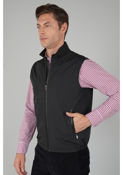 Bisse Siyah Polo Yaka Cepli Polyester Kışlık Erkek Yelek Ylk24k24001 D99 Siyah