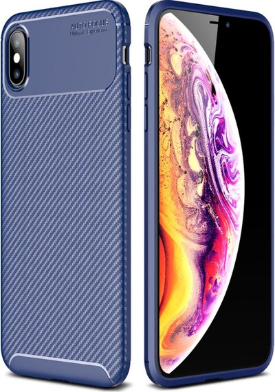 Apple iPhone Uyumlu  Xs Max Uyumlu Kılıf Auto Focus Karbon Kapak - Lacivert